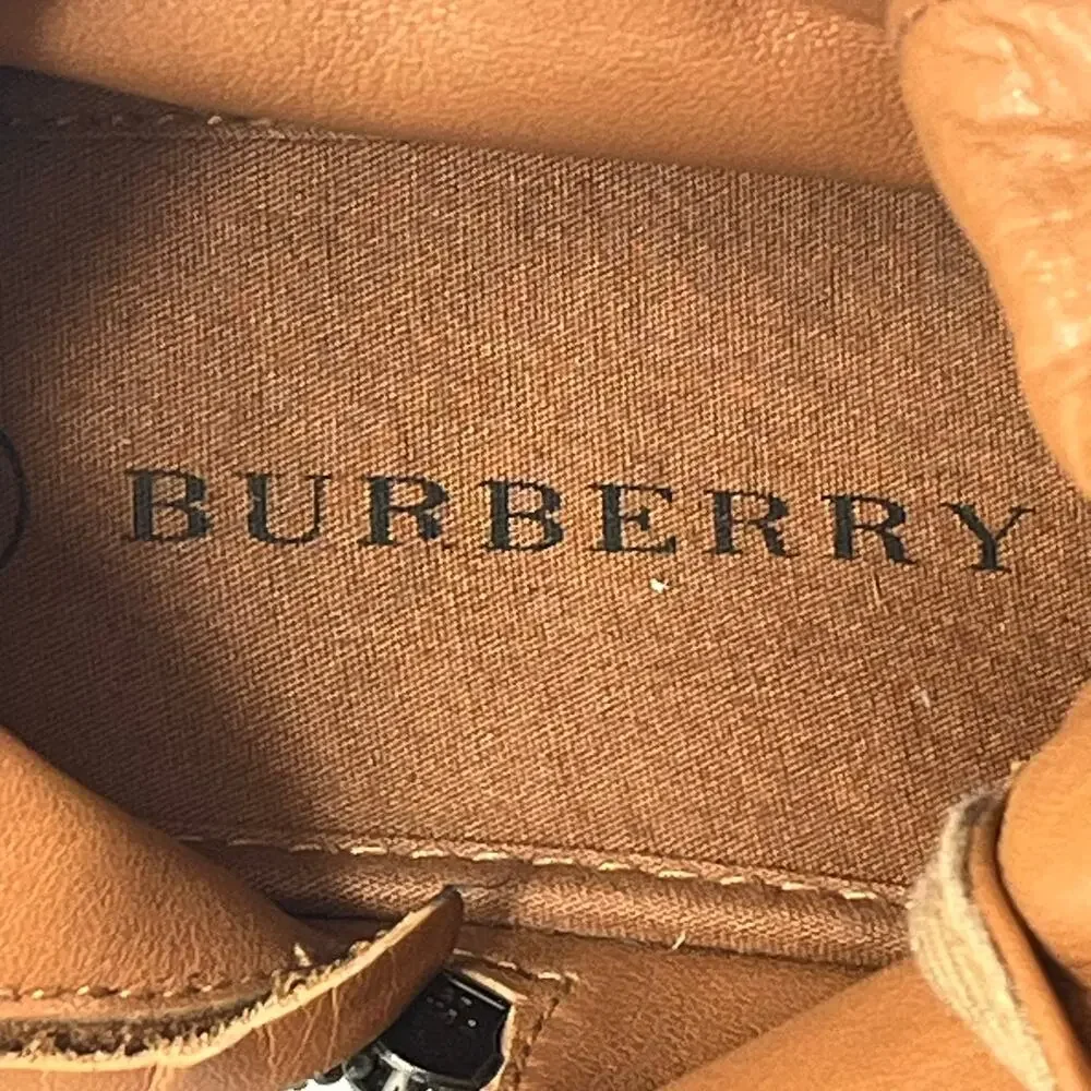 Burberry Kids Sz 2 (33) Nova Check High Top Sneakers Brown Tan Canvas Leather